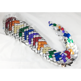 Amazing costume accessory for all you DRAGON lovers out there! Made with anodized scales and bright aluminum rings, these tails are lightweight &  so very sexy. Clip them to your belt, belt loop or waistband of your pants.