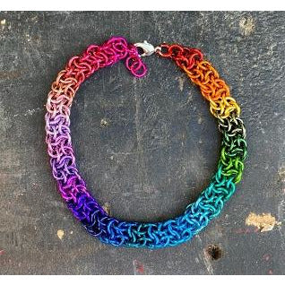 Rainbow Niobium Chain Bracelet Byzantine 